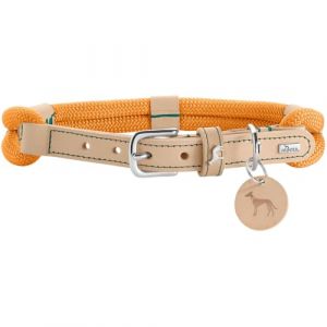 Hunter Collier pour Chien Malia, Couleur : Abricot/Naturel, en Corde Souple et Cuir Robuste, l&eacute;ger, r&eacute;sistant, Look Moderne et &eacute;l&eacute;gant, Couleurs fra&icirc;ches, fabriqu&eacute; en Allemagne, Taille : 55