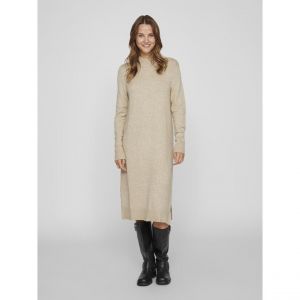 Vila VIRIL Crew Neck L/S MIDI Dress-Noos Robe, Mélange Naturel, XS Femme