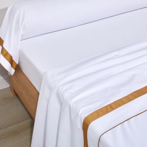Blanc des vosges Drap plat percale de coton mercerisée EGERIE Ambre