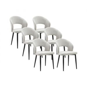 Vente-unique - Lot de 6 chaises en tissu et métal noir - Gris - niyama