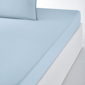 Drap housse uni en coton lavé, Scenario Bleu Pastel Taille 90x190 cm;140x190 cm;160x200 cm;180x200 cm;140X200 cm