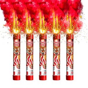 Image de Fumig&egrave;ne Flamme de Bengale ROUGE VIF - Lot de 5 - Torche dur&eacute;e 40 secondes - Allumage &agrave; M&egrave;che,