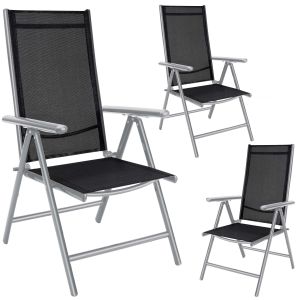 Chaises de jardin en aluminium Casaria - 3 pièces - Pliables - Silver