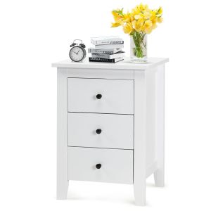Coast Bedside Table with 3 Drawers Modern - White - 46 x 37 x 65 cm - Stylish & Spacious Storage