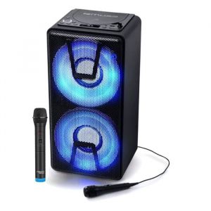 Muse Enceinte Mobile Autonome M-1820DJ à LED Party box portable avec lecteur CD + Micro VHF et Filaire - BT/CD/AUX/USB - 150W