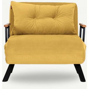 Cotecosy Fauteuil convertible Yolanda Métal Noir et Tissu Jaune - Jaune