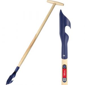 Désherbeur avec Manche en Bois - Désherbeur en Métal - Avec Tête Spirale - Désherbeur pour Enlever Les Mauvaises Herbes (L:116cm, Bleu) - Kadax