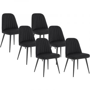 Lot de 6 chaises en velours et métal - Noir - eleana