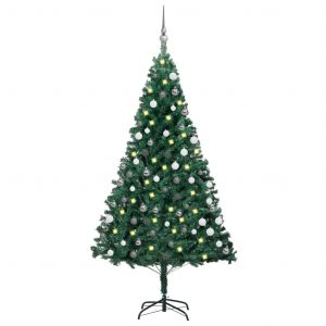 VidaXL Arbre de No&euml;l artificiel avec LED et boules Vert 150 cm PVC