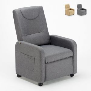 Le Roi du Relax Fauteuil inclinable Relax 4 roues avec repose pieds en tissu Beautiful, Couleur: Gris foncé