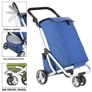 Cruiser Chariot de course 72 litres - Sac de refroidissement - 3 roues - Pliable - Bleu