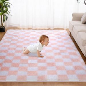 Tapis Chambre Shaggy 120 x 160 cm Descente de lit Tapis Poils Longs Tapis Doux pour Salon Chambre Canapé Tapis Moelleux