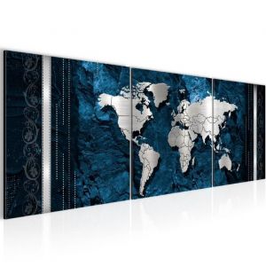 Runa art Tableau Décoration Murale Carte de Monde 120x40 cm 3 Panneaux Deco Toile Prêt à Accroc r 107333b