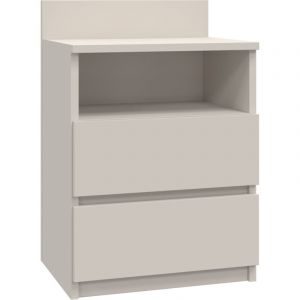 ASTER T1 - Table de chevet avec 2 tiroirs beige - 59x40x32 cm - Table de nuit - Style scandinave