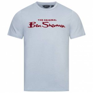 Ben Sherman Flocked Logo Hommes T-shirt 0076268N-ICEBLUE