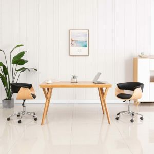 VidaXL Chaise pivotante de bureau Noir Bois courb? et similicuir