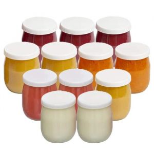 Bocal à Crème Dessert,Lot de 12 Pots de Yaourt en Verre avec Couvercles Étanches – pour Yaourtières – 143 ml / 125 grammes