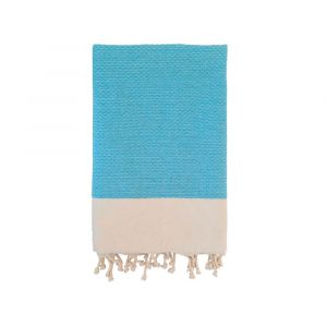 Fouta traditionnelle ''Athena'' Turquoise 100x200cm 190g/m² bleu