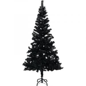 VidaXL Sapin de Noël artificiel avec support Noir 150 cm PVC