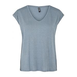 Pieces T-shirt effet brillant Bleu - Taille XS;S;M;L;XL