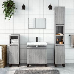 VidaXL Ensemble d'armoires de salle de bain 3 pcs sonoma gris, armoire de salle de bain, meuble de salle de bain, meuble de rangement de salle de bain