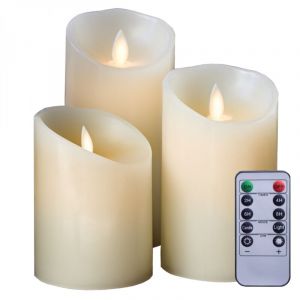 Lot de 3 bougies à led 10, 12,5 et 15 cm en cire avec télécommande, flamme vacillante Vivezen