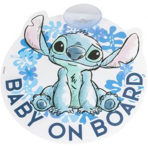 Stitch Bébé à bord, Panneau d'avertissement Bébé à bord de la voiture 17x17cm, Panneau ventouse Stitch pour garçons et filles, Bleu