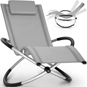 Tillvex Chaise Longue de Jardin Gris pour la Relaxation Fauteuil Pliant R&eacute;sistante aux Intemp&eacute;ries Charge de 180KG Thermoactive