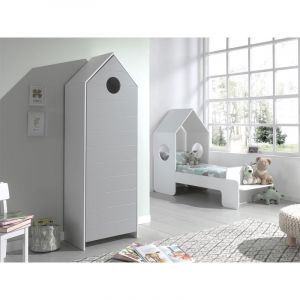 Image de Vipack Furniture Pack - Lit Cabane Enfant & Armoire "Casami II" Blanc & Gris