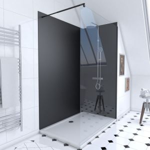 Image de Aurlane Ensemble complet douche à l'Italiennne avec Receveur 90x120 + Paroi transparent + Panneaux muraux