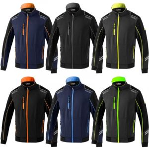 sparco Veste technique coupe-vent Austin tech light shell taille M veste noir/orange fluo avec zip e'tanche, inserts anti-abrasion et bandes