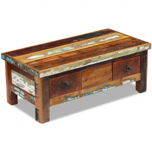 Image de VidaXL Table basse à tiroirs 90 x 45 x 35 cm Bois de récupération