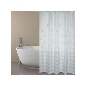 MSV Rideau de douche Polyester thika 180x200cm qualit&eacute; premium Beige - Anneaux inclus - Beige