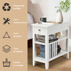 Console côtière avec étagère et tiroir Table d'appoint à 3 niveaux en bois 60 x 28,5 x 61 cm blanc
