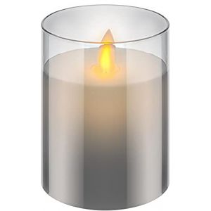 Goobay Bougie led en cire véritable dans un verre, 7,5 x 10 cm - Solution d'éclairage belle et sûre pour de nombreux espaces tels que la maison et loggia,