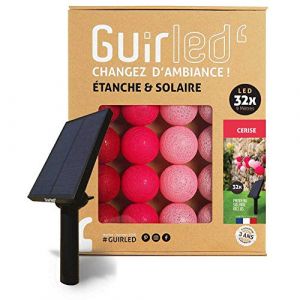 Image de Guirlande l ineuse boules d'extérieur Solaire Guinguette LED Étanc 32 boules 6,4m Cerise