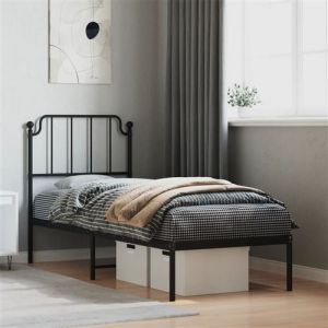VidaXL Cadre de lit métal avec tête de lit noir 80x200 cm