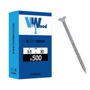 VisWood Vis à bois tête fraisée torx zingué blanc tête fraisée (tf) torx (x) acier zingué blanc fp 3.5 mm 30/18 mm 1 boîte(s) de 500 pièce(s) bois, bois dur,