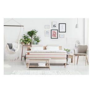 Ensemble sommier matelas LE DOUX 160x200cm M&eacute;moire de forme 3 zones de confort Ep 24cm + double sommiers Blanc