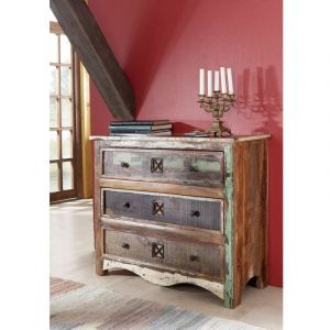 Massivmoebel24 - Commode 100x42 Bois de récupération laqué Multicolore nature of spirit 49 - multicolore