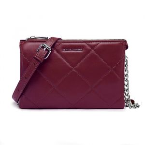 David Jones Pochette Soirée Matelassé - Petit Sac Bandoulière Cuir PU Femme - Rouge Bordeaux