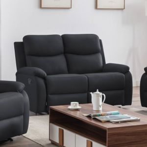 Canap&eacute; de relaxation manuel 2 places en PU noir - ZOLARA