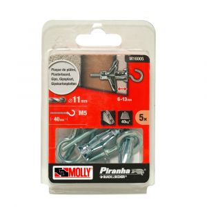 Molly M16005-XJ Chevilles Métal à expansion avec Crochet rond Gris Set de 5 pièces