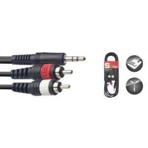 Stagg SYC3-MPS2CM E C&acirc;ble Mini Jack st&eacute;r&eacute;o 2 x m&acirc;le RCA Noir