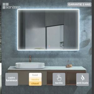 Ledimex - Miroir Salle de Bains Lumineux boston Anti-Bu&eacute;e et &Eacute;clairage P&eacute;rim&eacute;tral Triled Tactile On/Off 80x80cm by saniz&eacute;o
