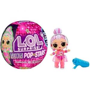 L.O.L. Surprise! Neon Pop Stars Tots - 1 Poupée avec Surprise sous Lumière Noire, Emballage Opaque, 7 Tots à Collectionner avec des Décalcomanies et des Accessoires, Cadeau pour Enfants de 4 Ans et +