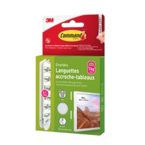 Command 3M Bandes d'accroches tableaux, 4 x 2 grandes bandes, 1,8 kg