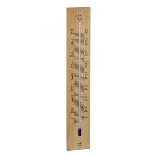 TFA Dostmann Thermomètre intérieur/extérieur analogique en bois de chêne, 12.1059.01, pour la maison et les pièces ou jardin, à suspendre, échelle facile à lire, 27 cm, couleur marron