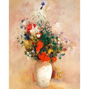 Broderie diamant : Vase de fleurs - Odilon Redon - toile tendue sur chassis