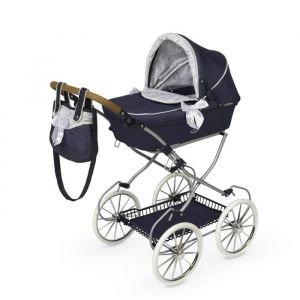 Poussette de poup&eacute;es vintage pliable - DE CUEVAS TOYS - 80x42x81 cm - Bleu - Guidon r&eacute;glable - Structure pliable